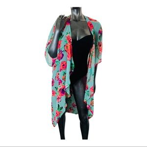 Vibrant floral large swim/beach flower coverup